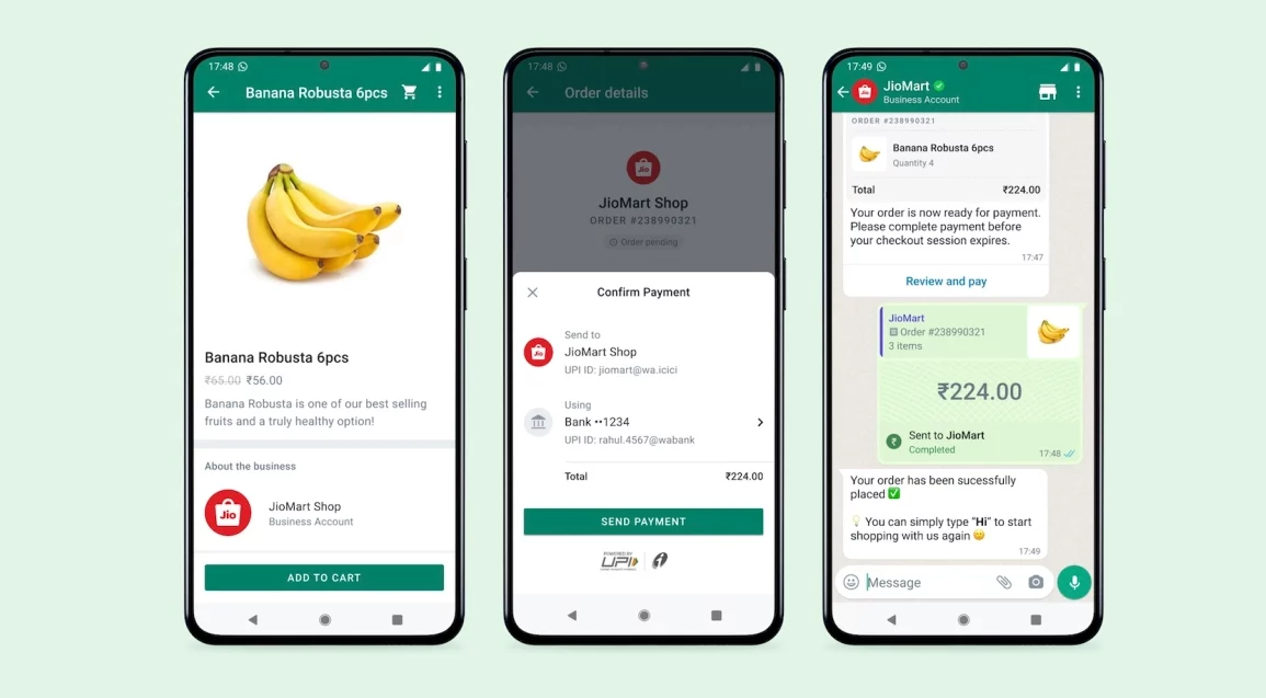 Reliance Jiomart and Meta collaborate to offer grocery buying through WhatsApp.