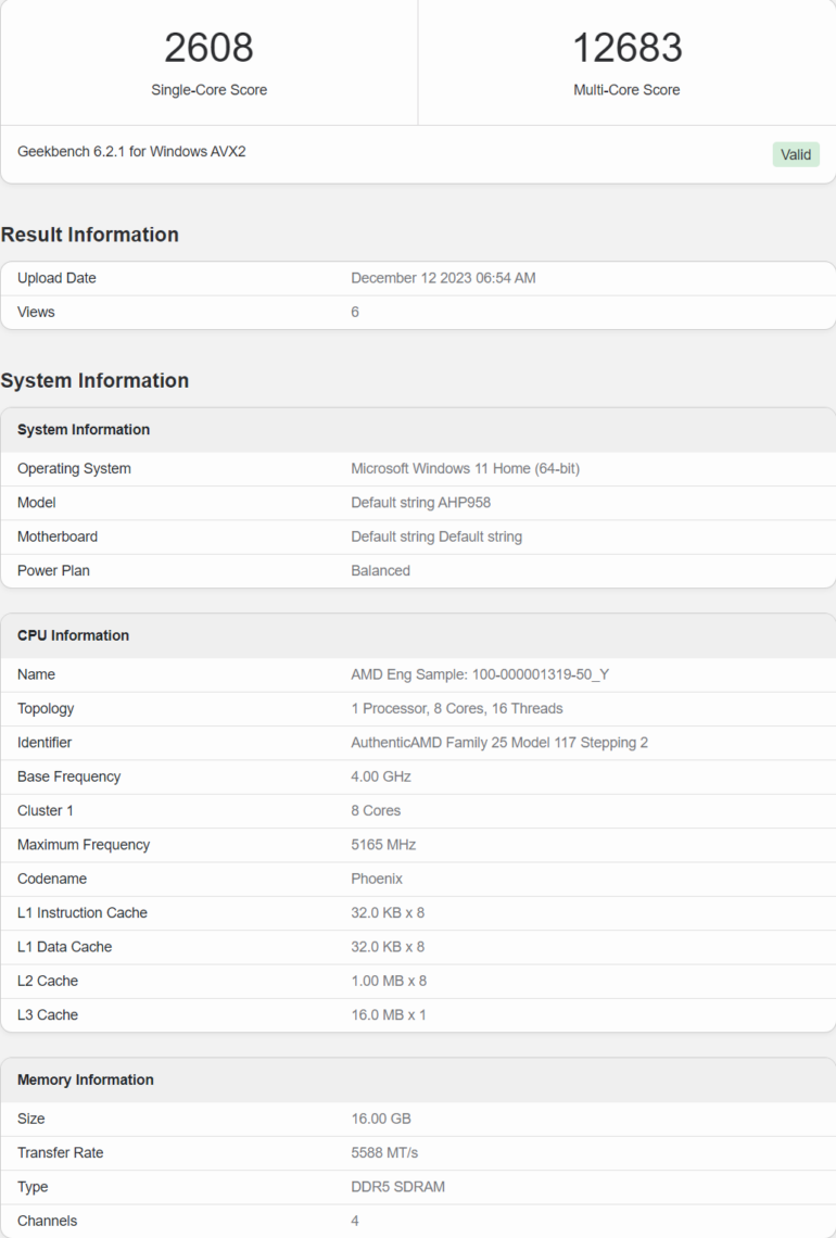AMD Ryzen 9 8945HS and Ryzen 5 7940HS benchmarks leaked